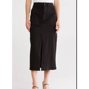Pistola Pamela Front Slit Denim Skirt 31 Black Stretch Long Y2K Retro Street